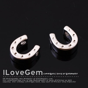 4pcs, NP-1717 Matt Rhodium plated over Pewter, 7mm Horseshoe, Pendant