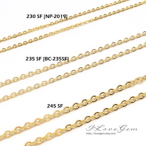 Essential Flat Cable Bulk Chain, BC-SF-Chain, Gold Plated over Brass, Oval Link Chain, For Making Necklace Bracelet