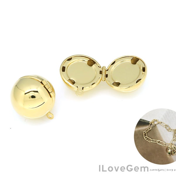1pcs, NP-2252, Nickel Free Gold, 18mm Round Ball Locket Pendant, Large Locket Charm, Anniversary Necklace Supplies, Keepsake Pendant