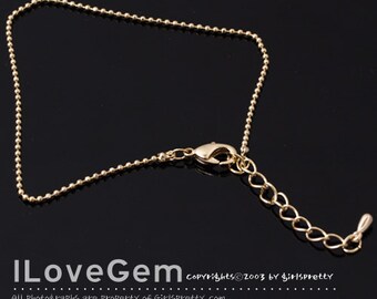 Nickel Free : SALE/ 20pcs// NP-1570, 6" Bracelet Ball Chain, Glossy Gold plated, 1.2mm ball chain, 6 inch and extender 1.2 inch