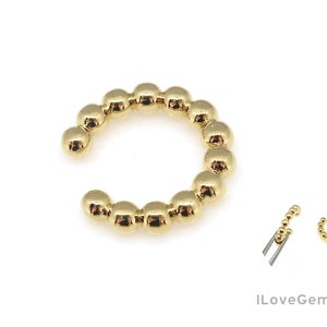 2270, Nickel Free Gold Platd, 15mm, Ball Ear Cuff, Small No Piercing Earrings, Minimalist Ear Cuff, Simple Ear Wrap