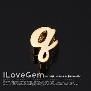 NP-1616-GO, Gold Plated, Cursive Alphabet, Lower case, Pendant, q, 2pcs/ Initial beads, Letter, Personalized, Customized jewelry