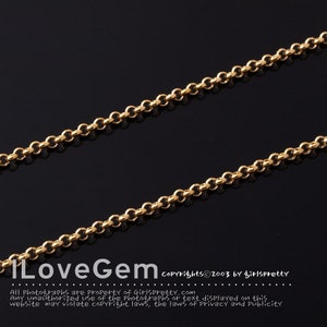 1 meter, Gold plated, 2mm BL, 2mm Rolo Chains, Necklace Chain