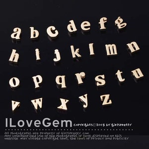 2pcs. Lowercase Initial Letter Pendant, NP-1478, Matt Gold Plated over Brass, a to z Alphabet Beads, Making Anniversary Jewelry
