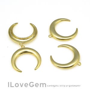 NP-1947 Matt Gold, Crescent Moon Pendant, Horn Charm, Moon necklace, Layering Necklace Pendant