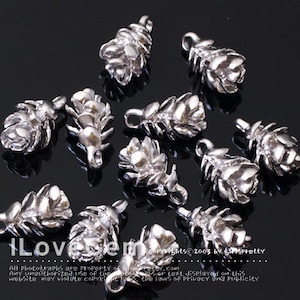 SALE/ 10pcs// NP-1785 Matt Rhodium plated, Pine Cone Pendant, Pinecone Charm, Pine Cone necklace Pendant