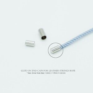 10PCS- Cord End Caps, Glue on End Caps for Leather Strings Rope, NP-2856, Rhodium Plated Brass, 1.5mm • 1.9mm • 2.4mm
