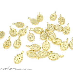 1pcs, NP-1311, Matt Gold, Upper case Letter, Mini Oval Alphabet Pendant, Initial Pendant, Personalized Jewelry, Choose letters