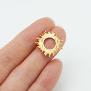 NP-2140, Matte Gold Plated over Brass, 19mm Sun Ear Stud, Sunburst Earrings, 925 sterling silver post, DIY Making Earrings Bild 5