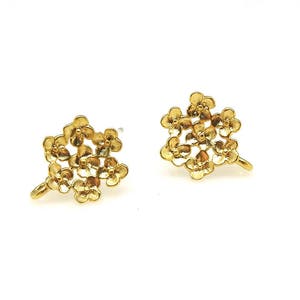 2pcs, NP-668 Matt Gold, Flower Earrings, Flower ear stud, Hydrangea Flower Earring, Floral Jewelry, 925 sterling silver post
