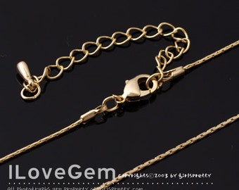 WSALE/ 20pcs//  NP-1571 Chain, Gold plated, 0.8mm, 235 PNR chain, Snake chain, 18 inch and extender 2 inch