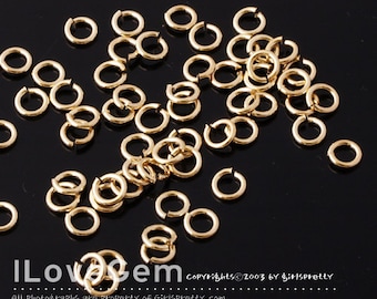 10gram, Jumpring, 16KT Gold-plated, 4mm round, 21 gauge, 0.7X4mm, Jump Rings