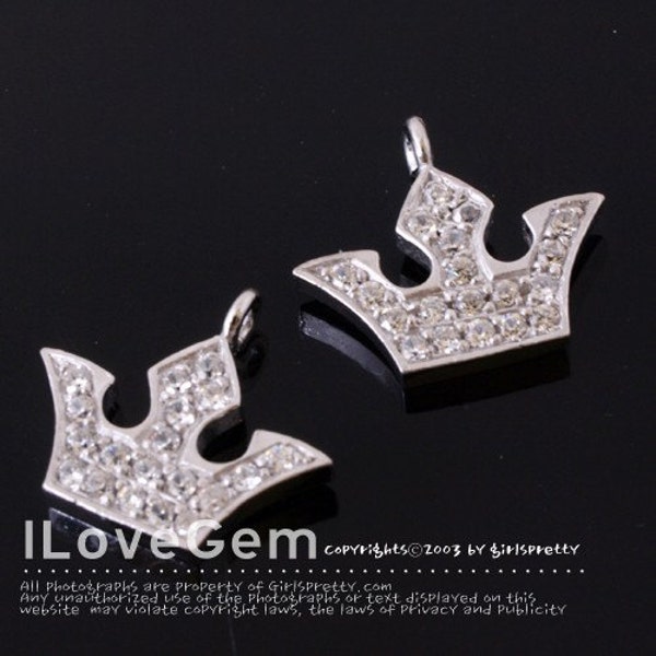 Rhodium plated over 925 sterling silver, Tiara pendant, Sold individually