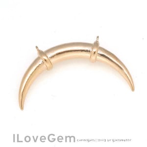1pcs, NP-1920 Matt Rose Gold, Horn Pendant, Ox charm, Bull horn, 30.5mm, Layering Necklace Pendant