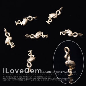 2pcs, NP-1381 Matt Gold plated, TINY crane, dangle