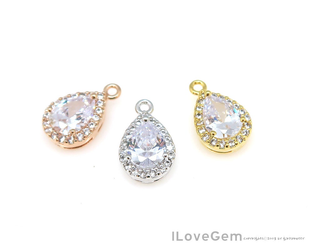 Clear Cubic Pendant, 9x14mm, Small Size, NP-2145, CZ Drop