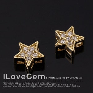 2pcs, NP-1823, Gold Plated, 7.5mm Cubic Star Pendant, Star Necklace Pendant, Layering Necklace Pendant