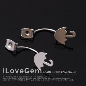 2pcs, NP-1770, Matt Rhodium Plated, Umbrella, Ear Jacket, Ear back, Ear Nut, Earring Supplies
