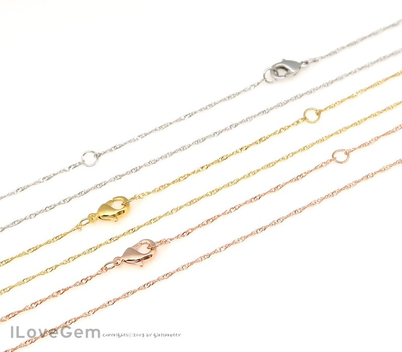 1mm Singapore Chain Rose Gold Plated D115 Chains NP-2075 18-20 Necklace Chain 18-20 inch chains 2pcs Twisted Thin Chain
