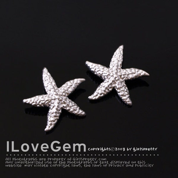 2pcs, NP-1680 Matt Rhodium Plated, Star Fish, Pendant, 11mm, StarFish necklace Pendant