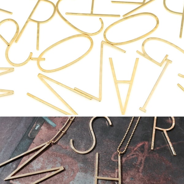 1pcs, NP-2100, Gold, Hammered Large Initial Pendant, Big Upper case, Oversize Alphabet Necklace Pendant, Choose letter