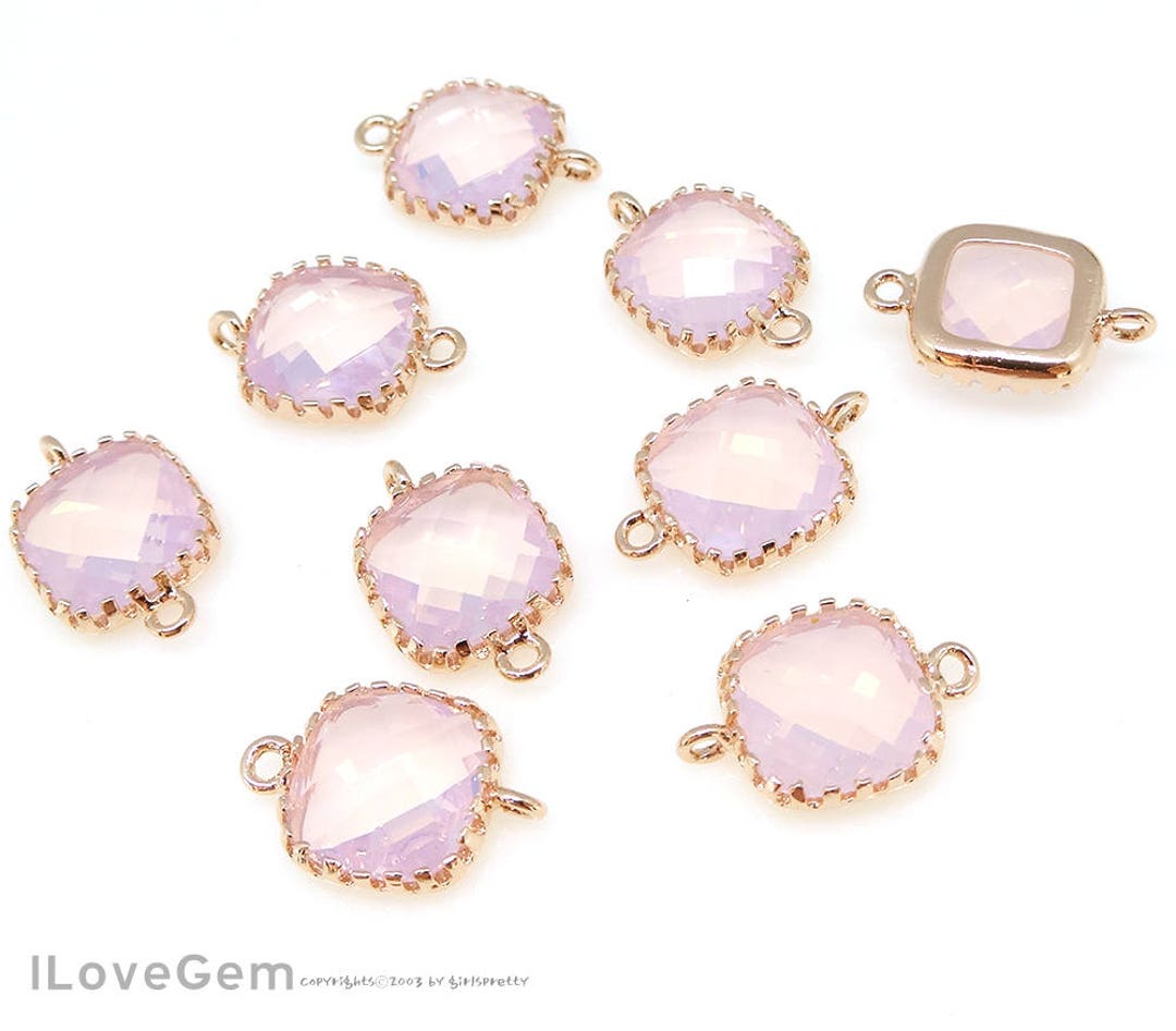 SALE/ 10pcs// P106 Rose Gold, Pink Opal, Violet Opal, 9mm Glass Square ...
