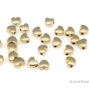 NP-1136, Glossy Gold plated, 5mm Mini Heart beads, Tiny Heart initial charm, Rose gold Heart Charms, Heart Necklace Pendant