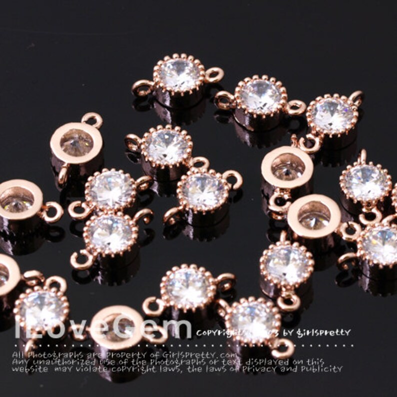 SALE/ 20pcs// NP-1173-05 Rose Gold plated, 5mm Cubic, Wedding jewelry, Cubic connectors image 2