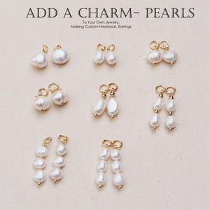 2PCS- Fresh Water Pearl Charms For Necklace, Earrings, Pearl 2517, Irregular White Freshwater Pearls Pendant, Add on Charms