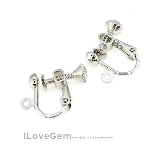 10 Pcs, NP-1955 Clip on Earrings, 13.5mm Hinged Screwback With 4mm Half ...