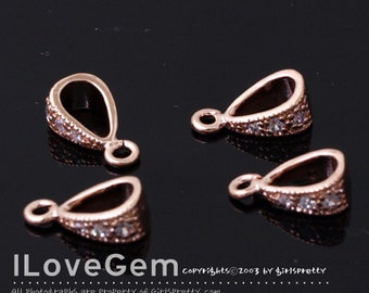 SALE/ 20pcs// NP-978 Rose Gold plated, Pendant Bail, Cubic Bail, Simple Bail with Open Loop