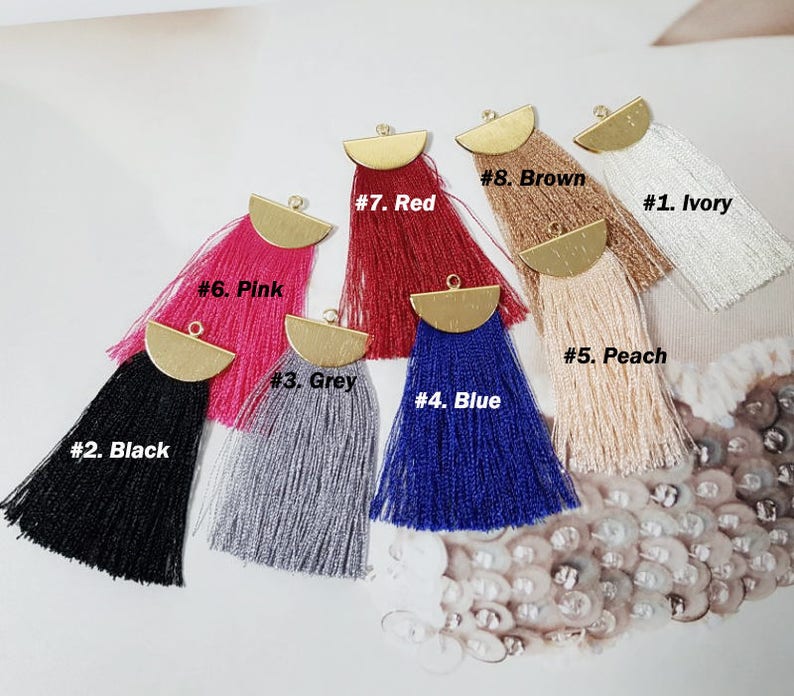 2pcs TA049 Silky Tassels With Gold Cap 20mm Small Cap Etsy