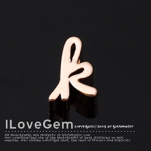 NP-1616 Rose Gold Plated, Cursive Alphabet, Lower case, Pendant, k, 2pcs/ Initial beads, Letter, Personalized, Customized jewelry