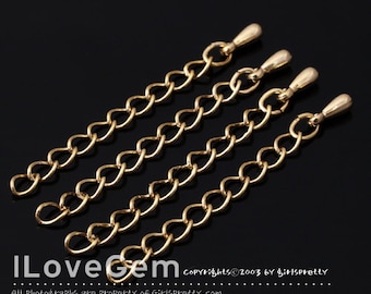 20pcs, NP-1529, 1.2" Extender chain, Gold, 3cm Necklace Extender chain with teardrop, 1.2 inch Extender, Bracelet Extender chain