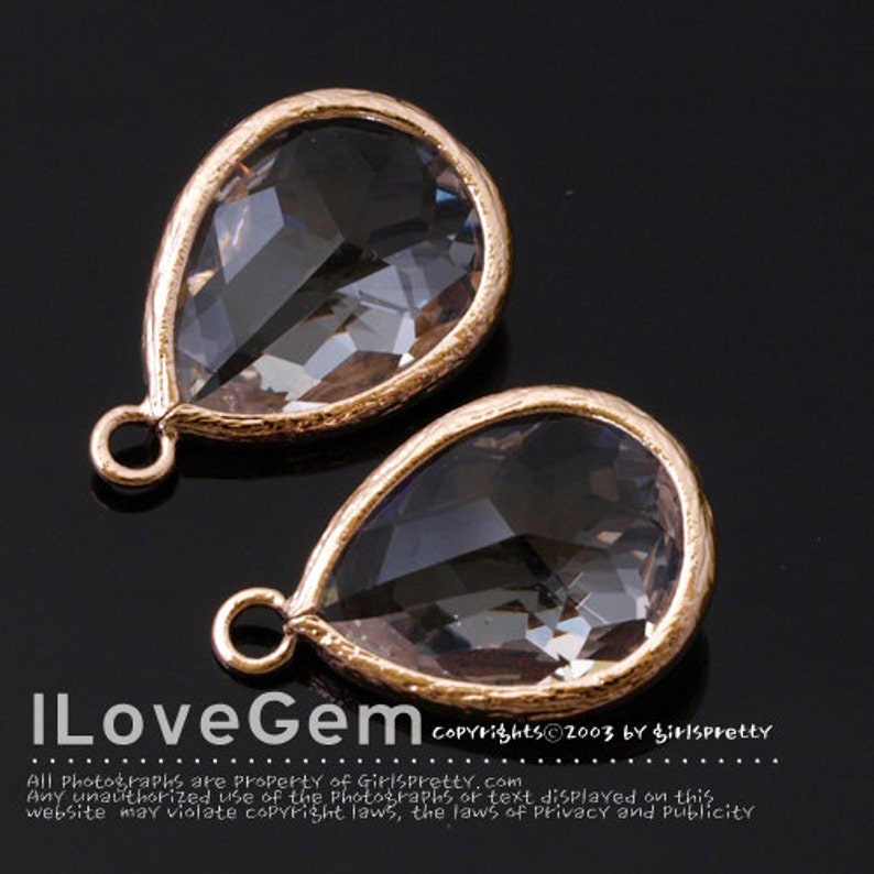April Diamond Glass Birth 12X17mm Glass pendant Framed Glass drop Framed faceted glass stone Clear SALE 10pcs P2760 Rose Gold