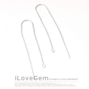 NP-1901 Rhodium, U Ear Thread, 45mm, Chain Earrings, Ear Thread Earrings, Dainty Earrings, Thread Earring Component