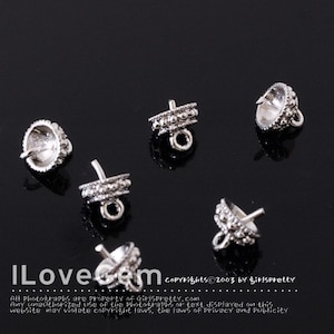 5.5mm Bead Cap For Half Drilled Beads, Closed Loop, NP-860, Rhodium Plated over Brass, Bead Cap Bails for Half Hole Pearl, Making Jewelry