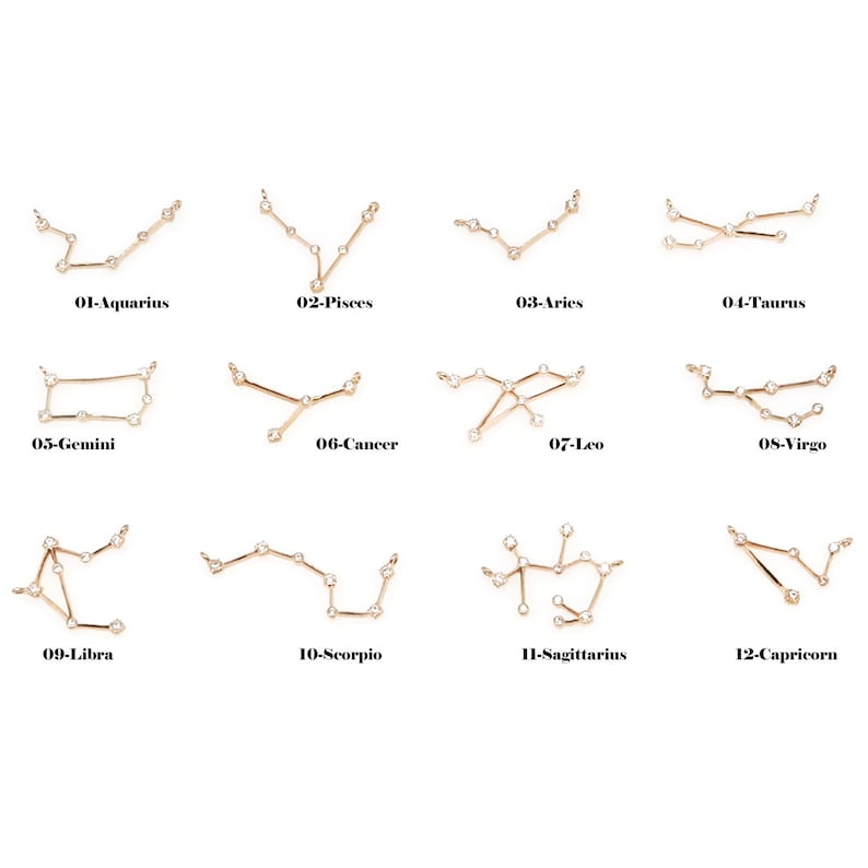 1pcs CZ Zodiac Sign Pendant CO1898 RO Rose Gold Plated Over Brass 1pcs-cz-zodiac-sign-pendant-co1898-ro-rose-gold-plated-over-brass
