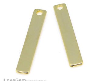 4pcs, NP-1670 Glossy Gold plated, 27X4.5mm, Rectangle, Metal Blank, Personalized Stamping Blank Bar Pendant