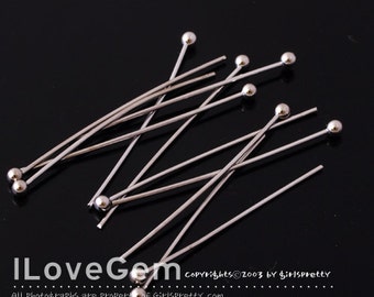 SALE/ 200pcs// NP-1082, Rhodium plated, Ball Head pins, 0.6X30mm, Head pin findings, 2.0mm Ball, 22GAX30mm