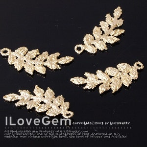 2pcs, NP-913, Pewter, Matt Gold plated, Laurel Pendant, Laurel leaf Sprig Connectors, Small leaves Pendant