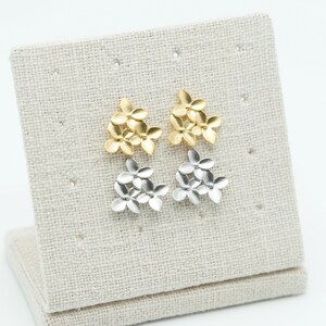 NP-232 Matt Rhodium Plated over Brass, Sakura Flower Earrings, Cherry Blossom Ear Stud, Wedding Jewelry, 925 sterling silver post image 5