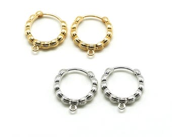 13.5mm Round Leverback Hoop Earrings, NP-2640, Gold • Rhodium Plated Brass