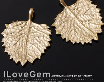 NP-1288 Matt Gold plated, Leaf pendant, 2pcs