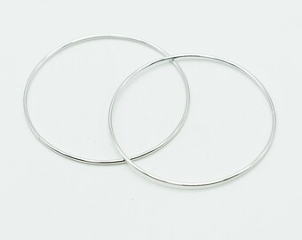 36PCS- Clearance Sale, NP-2013, Rhodium Plated Brass, 1X40mm Circle Ring Pendant, Simple Ring connectors For Jewelry Making