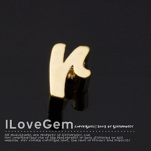 NP-1616-GO, Gold Plated, Cursive Alphabet, Lower case, Pendant, r, 2pcs/ Initial beads, Letter, Personalized, Customized jewelry