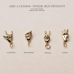 2PCS- Finger Sign Pendant, NP-2222, Gold Plated Brass, Hand Sign Charm, Hand Gesture Necklace Pendant
