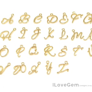 2pcs, NP-2150, Gold Plated over Brass, Mini Initial Pendant, Tiny Alphabet Pendant, Initial Charm, Personalized, Choose letters