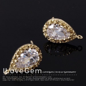 Larger Loop : SALE/ 10pcs// E157 Nickel free Gold, Drop Cubic Earrings, 925 sterling silver post