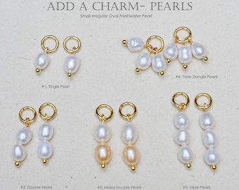 2PCS- Small Irregular Oval Freshwater Pearl Charm, Pearl 2618, 4.5~5mm Pearls Pendant,  Pearl Jewelry Making